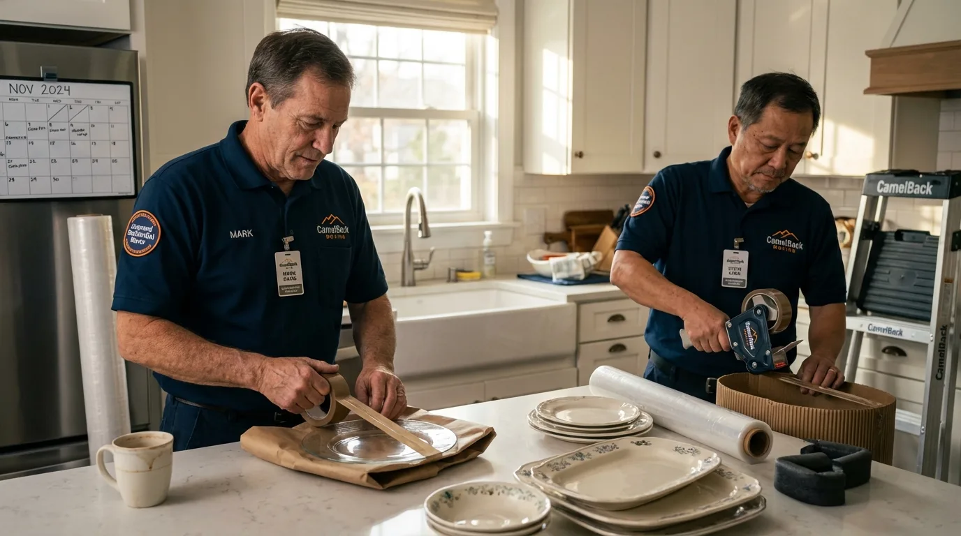 Professional crew packing kitchen dishware in Texas City, TX